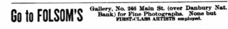 1888 Danbury city directory with bottom lines ad for Mrs. Folsom's studio