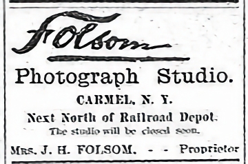 Ad for Folsom studio in the Putnam Country Courier, Carmel, NY, August 12, 1898