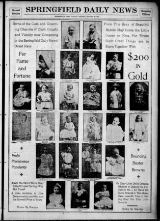 Page promoting teh 1910 baby contest. Springfield nNws, October 26, 1910