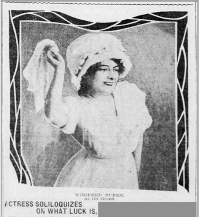 Jan 14, 1912, photo and interview with Winifred Burke, the Pittsburgh Press.