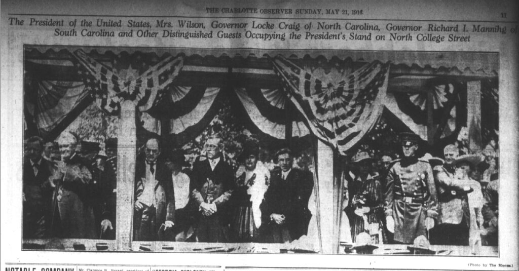 Photo by the Moons of President Wilson in Charlotte, NC. Charlotte Observer, May 21, 1916 Pag 11