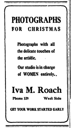 Ad for the Roach Studio, Bloomington Indiana Daily Student, November 27, 1916
