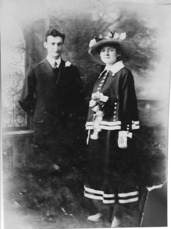 Photo of Ruby and John Earle McArtor,possibly on their wedding day or at least in their wedding outgits. (Photo posted on ancestry.com)