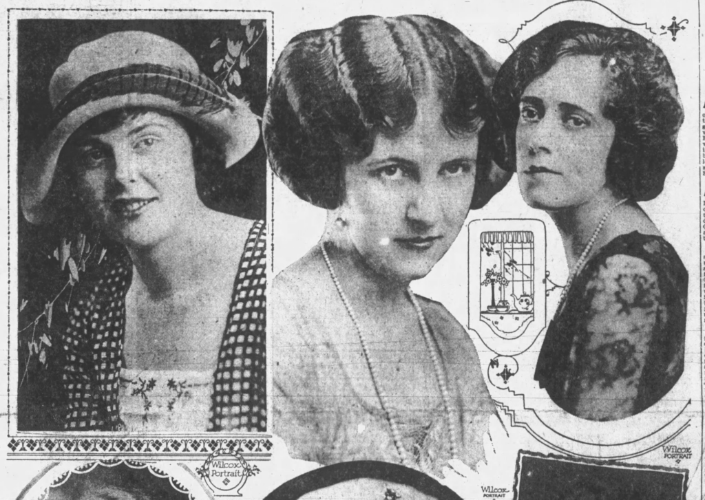 3 portraits of society women by Ida Wilcox. Salt Lake Tribune, September 3, 1922