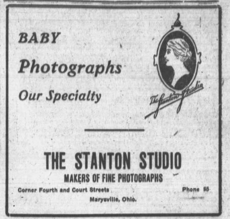 Ad for the Stanton Studio in Marysville, Ohio. Union County Journal, May 09, 1924