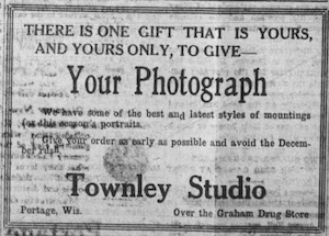 Townley studio ad: "There is one gift that is your and yours only to give: Your Photograph", The Register Democrat (newpspaer), October 22, 1926
