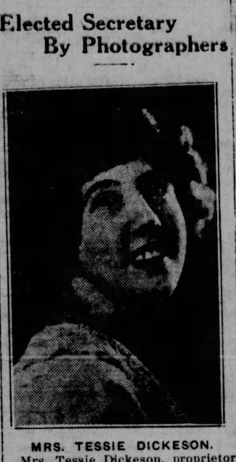 Headline and photo of Tessie Dickeson when she is elected secretary of the Southwest Photographers association. Corsicana Daily Sun, May 26, 1926