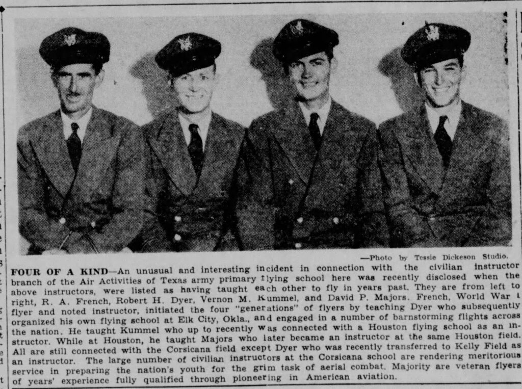 photo of 4 servicemen in uniform. Corsicana Daily Sun, October 7, 1942.