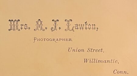 Back of the First CDV by Mrs. Lawton showing her studio name and address.