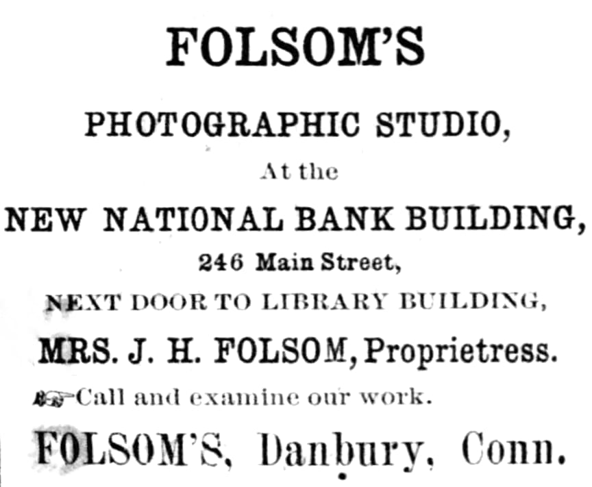 Ad for Folsom studio in the Newtown Bee newspaper, September 28, 1888