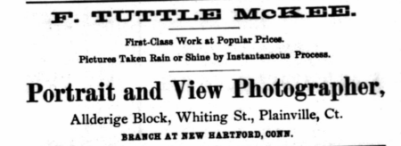 1886 Plainville, CT Directory Ad for F. Tuttle McKee
