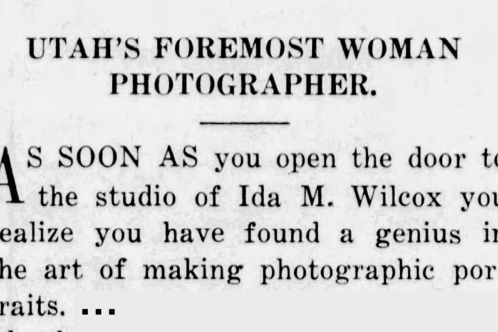 Headline describing Ida as "Utah's foremost woman photographer". Clipping only. Goodwin's Weekly. May 19, 1928.