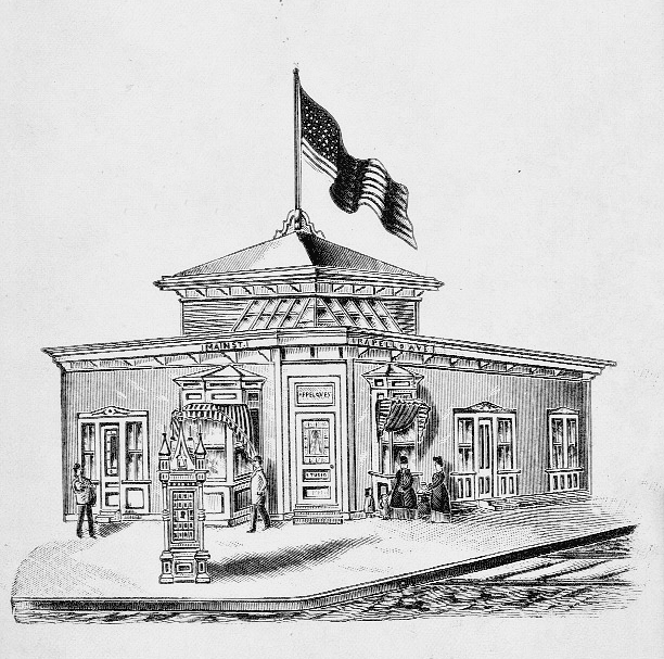 Back of cabinet card with sketch of Applequest Studio in MIddletown, CT. (Courtesy McIntyre-Culy collection).